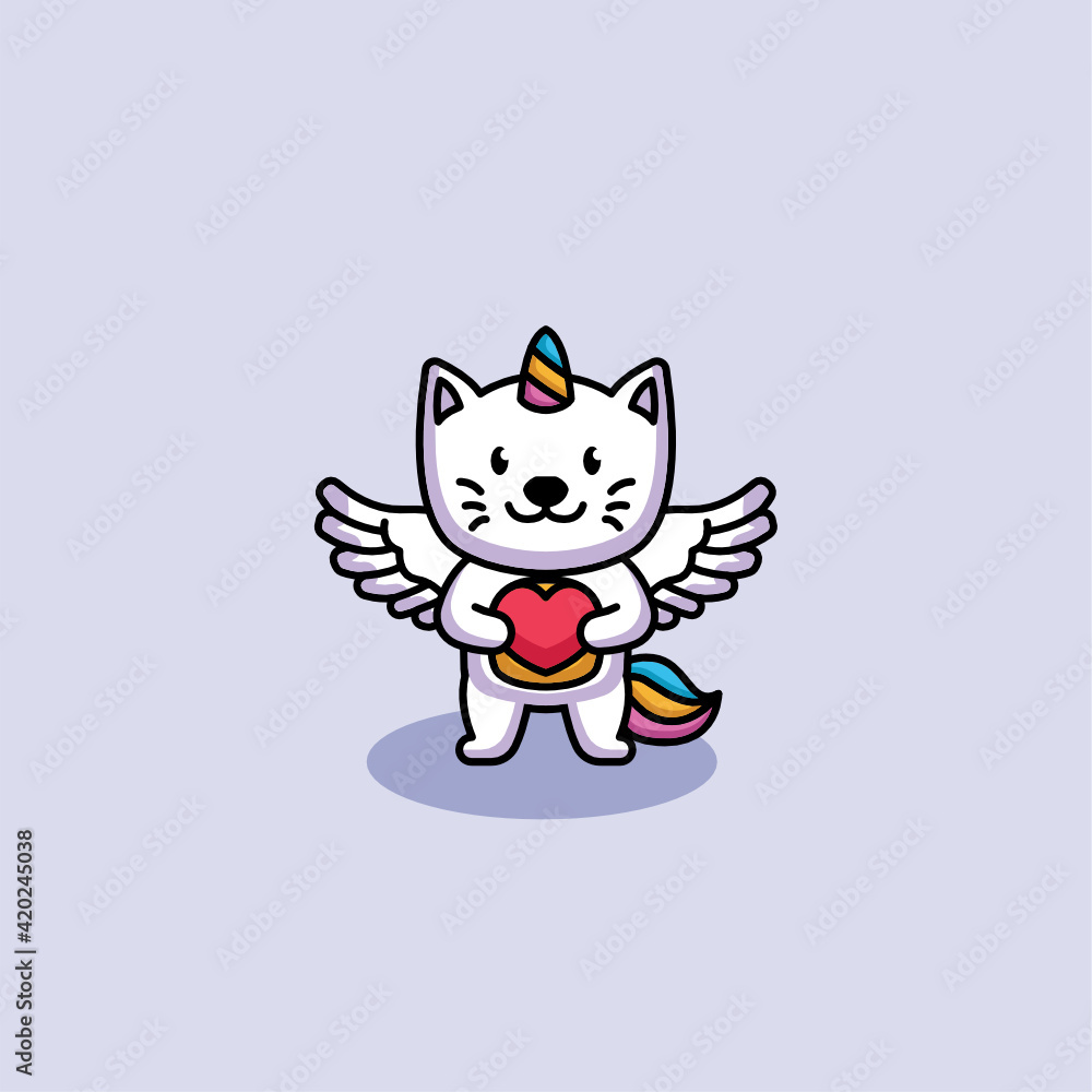 Pegasus cat angle mascot logo design