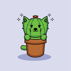 Canvas Print - Cat cactus in the pot mascot design