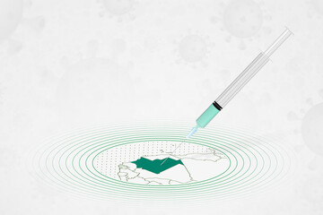 Mauritania vaccination concept, vaccine injection in map of Mauritania. Vaccine and vaccination against coronavirus, COVID-19.