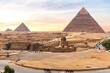 The Great Sphinx and the Egypt Pyramid Complex nearby, Giza