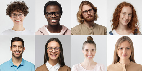 collage of portraits and faces of multiracial group of various smiling people, good use for userpic 