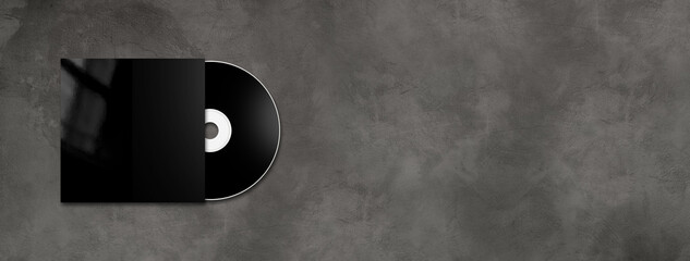 Canvas Print - Black CD - DVD mockup template isolated on concrete background banner