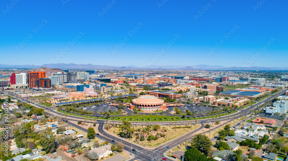 Tempe, Arizona, USA Downtown Drone Skyline Aerial - obrazy, fototapety, plakaty 
