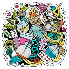 Wall Mural - science cartoon vector doodle design