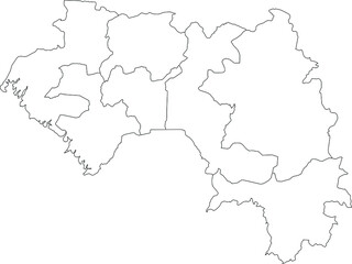 Naklejka na meble White vector map of the Republic of Guinea with black borders of its regions