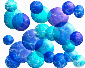 Blue and Turquoise 3D Marble Spheres Abstract