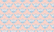 Seamless pattern with the imperial Russian coat of arms. Royal blue two-headed eagle isolated on pink background. Top view, flat lay, wrapping paper concept
