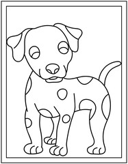 Poster - 
Dog in hand drawn editable vector, kids coloring page 

