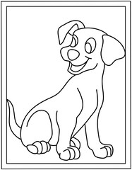 Poster - 
Dog in hand drawn editable vector, kids coloring page 

