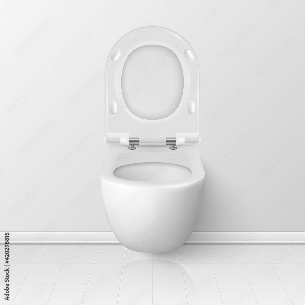 Vector 3d Realistic Opened White Ceramic Toilet Bowl with Lid in the ...