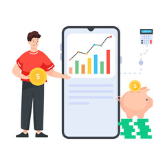 
A revenue app with deposit concept, flat illustration

