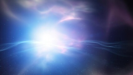 Wall Mural - abstract foggy and shiny digital wavy environment with blurred dots and cosmic light animation.