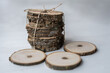 natural ash tree raw log slice coasters with bark 