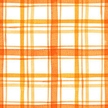 Orange Tartan Seamless Pattern. Watercolor Plaid Background