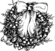 Wieniec bożonarodzeniowy w wektorach, rysunek czarno-biały