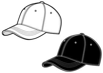 Wall Mural - Set of two baseball cap vector illustration on white