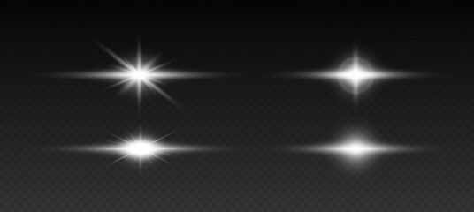Wall Mural - glowing light effects. sparkling and shining stars, bright flashes of lights with radiating