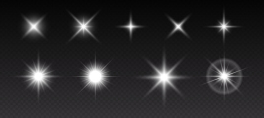 Wall Mural - sparkling stars, flickering and flashing lights. collection of different light effects