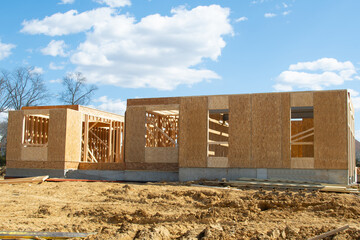 new construction of a house framed new wood