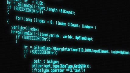 Wall Mural - programming code running over computer screen terminal, hacking concept
