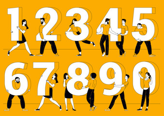 People are standing each holding a numbers