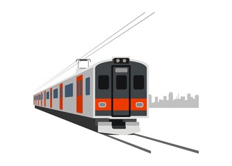 Short electric commuter train. Simple flat illustration
