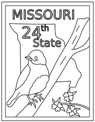 Wall Mural - 
Missouri coloring page designed in hand drawn vectors 

