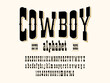 Vintage wild west western alphabet design with uppercase, lowercase, numbers and symbols