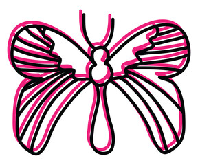 Sticker - Female pink butterfly, illustration, vector on a white background