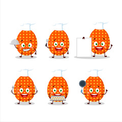 Poster - Cartoon character of deep orange easter egg with various chef emoticons