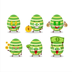 Poster - Green easter egg cartoon character with cute emoticon bring money