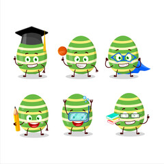 Poster - School student of green easter egg cartoon character with various expressions