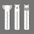 © KeronnArt - Kids height chart. Cute wall meter with funny animals. Vector template. Cartoon zoo. Design of children products in scandinavian style.
