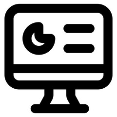 Wall Mural - online data analytics icon in glyph style, pie chart inside monitor