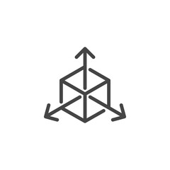 icon on engineering 3d modeling and prototyping or dimensions and sizes. such line sign as geometric