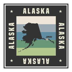 Wall Mural - Abstract square stamp or sign with name of US state Alaska