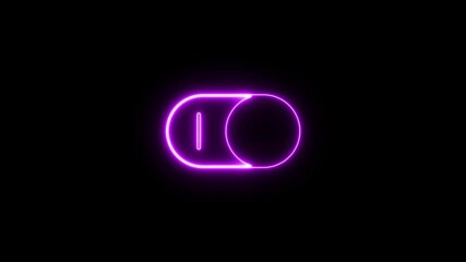 Wall Mural - on and off button icon with dynamic violet neon lines on a black background.