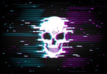 Leinwandbilder - Hacker attack, cybersecurity breach vector glitch