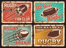 Rugby Rusty Metal Plates, Vector Vintage Cards