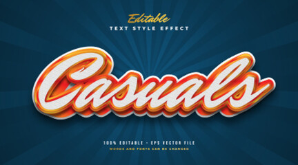 Elegant text style in white and orange with embossed effect. Editable Text Style Effect