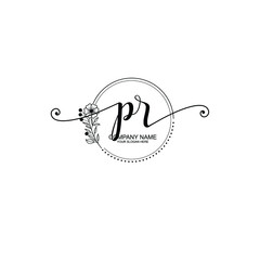 PR beautiful Initial handwriting logo template