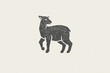 Lamb silhouette for domestic farm industry hand drawn stamp effect vector illustration.