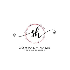 SH beautiful Initial handwriting logo template