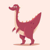 Fototapeta Dinusie - Cute gallimimus vector cartoon dinosaur illustration isolated on background.