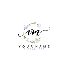 Poster - VM beautiful Initial handwriting logo template