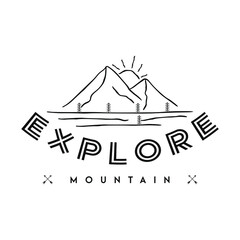 Poster - mountain logo. line art illustration