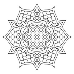 Wall Mural - Coloring book with beautiful flower mandala. Black and white vector image.