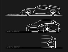Set Of Sports Car Silhouettes. Vector Illustration