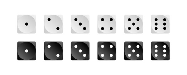 Sticker - dice collection. game dice, isolated on white background. dice in realistic design from one to six. 