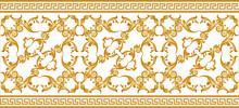 Seamless Golden Baroque Border With Chain Pattern. Vector Design For Fashion Print And Backgrounds.	